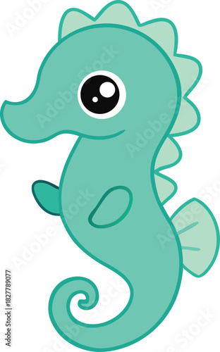 Cute pastel green baby seahorse vector illustration scalable eps graphic