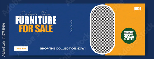 Modern furniture sale advertisement with 20 percent off offer and website details