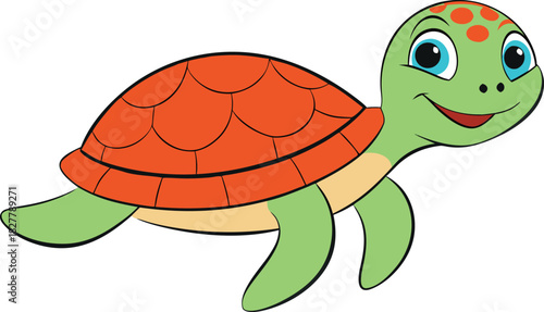 Cute sea turtle vector illustration with coral reef patterns scalable eps