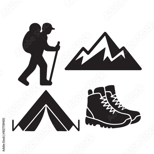 Mountain range icon for scenic wilderness and adventure exploration
