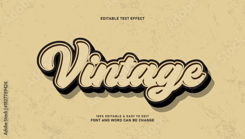 Vintage Editable Text Effect with Retro 3D Shadow and Textured Background