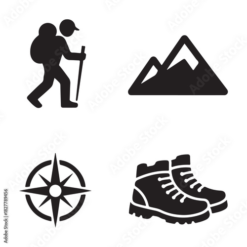 Hiking silhouette for exploring outdoor adventure trails