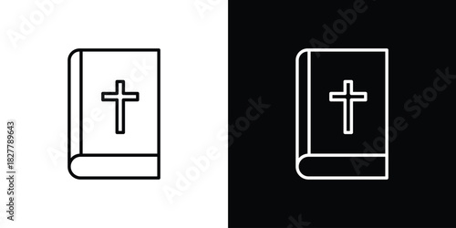 Bible icons set with editable black and white stroke line style for ui designs