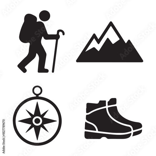 Hiking boots icon for mountain trekking and outdoor adventure travel