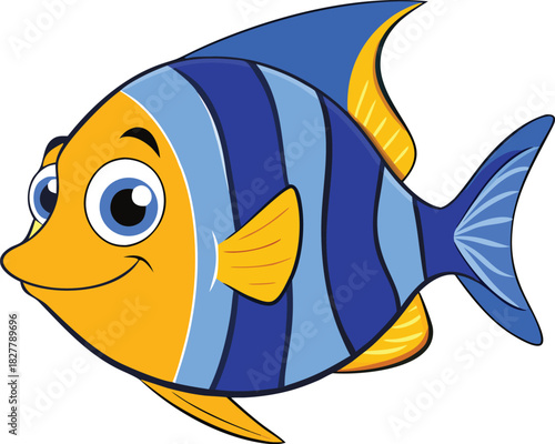 Friendly angelfish vector illustration blue and orange fins scalable eps