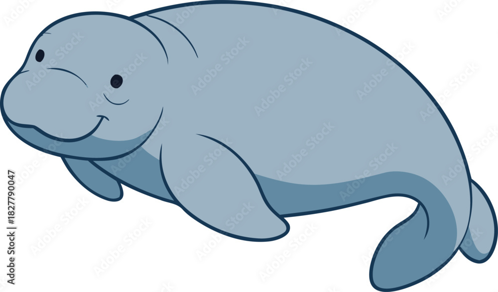 Obraz premium Gentle manatee illustration vector art peaceful marine mammal aquatic wildlife