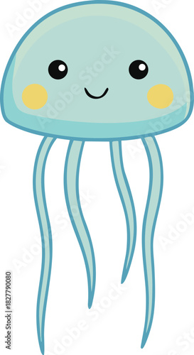Cute glowing lantern jellyfish vector illustration smiling face scalable eps art