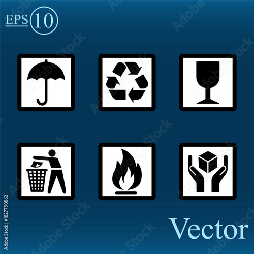 Common icons for products, marketing, and packaging.Vector illustration.