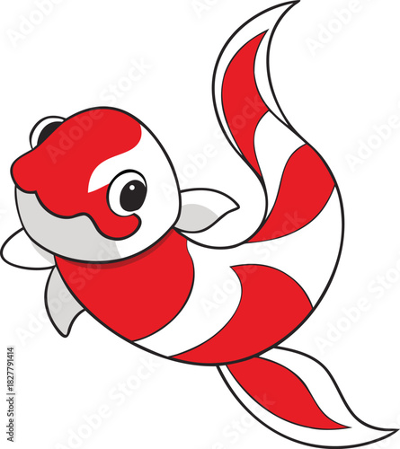 Joyful red white koi fish swirl illustration scalable vector graphic eps