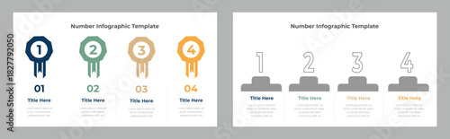 Colorful Numbered Ribbon Infographic with Title Sections and Plain Numbered Business Steps Layouts