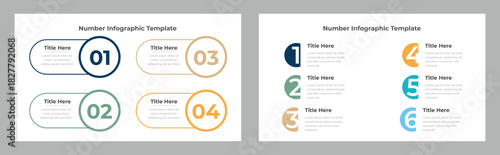 Tableau sur toile Colorful Numbered List Templates with Title Boxes for Business Presentations and