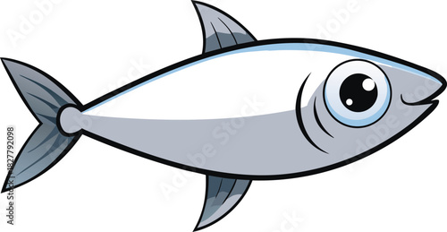 Shiny silver sardine fish vector illustration scalable eps icon for marine design