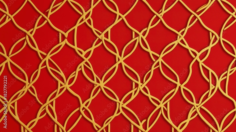 Fototapeta premium Golden lattice pattern on red background