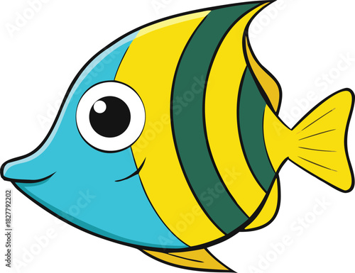 Cute yellow and turquoise butterflyfish vector illustration scalable eps icon