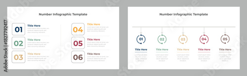 Numbered Infographic with Six Sections and Five Steps Timeline Visualization for Business Presentations