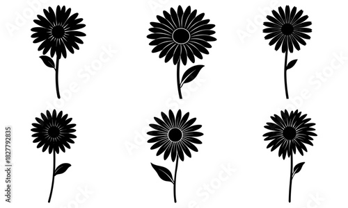 Elegant floral silhouettes for sophisticated design projects, nature inspired graphics, scalable flower icons for spring and summer, botanical elements