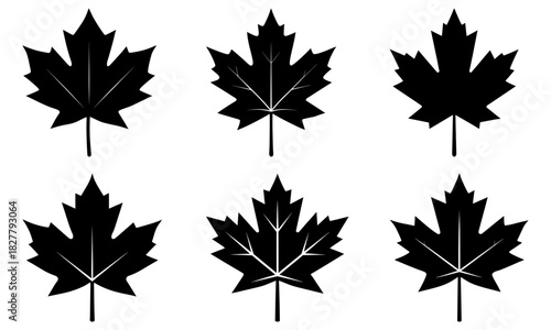 Elegant maple leaf icons for Canada Day designs, perfect for logos, stickers and apparel. Vector graphic ideal for celebrating Canadian pride