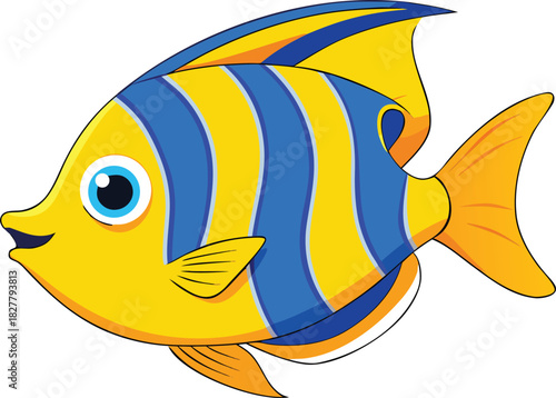 Vibrant cartoon angelfish vector illustration scalable eps graphic for aquatic themes