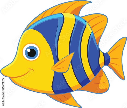 Vibrant cartoon angelfish vector illustration scalable tropical sea life eps