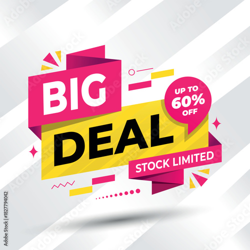 Big Deal Sale Promotion Banner with Up to 60% off