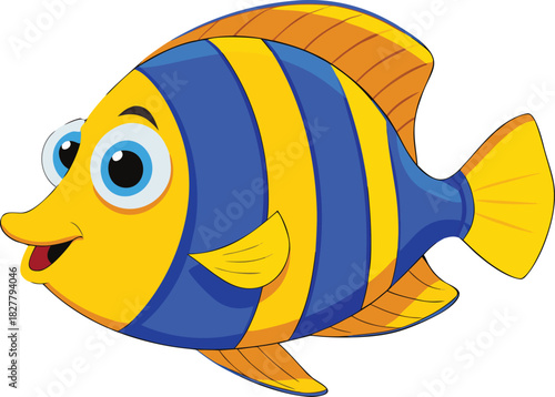 Vibrant cartoon angelfish vector illustration scalable graphic design fish art
