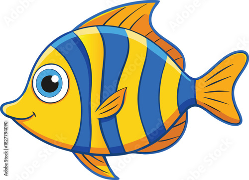 Vibrant cartoon angelfish illustration colorful aquatic animal vector graphic scalable eps