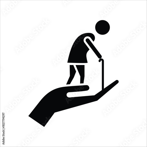 A compassionate illustration depicting a supportive hand gently uplifting an elderly individual, symbolizing care, assistance, and community support for seniors in need