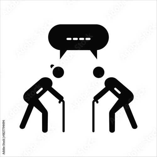 Vector illustration showing the concept of communication and discussion between elderly individuals, symbolizing social interaction and wisdom exchange in later life stages