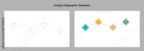 Comparative Empty and Filled Diamond Point Timeline Infographic Template, Representing a Project's Stages