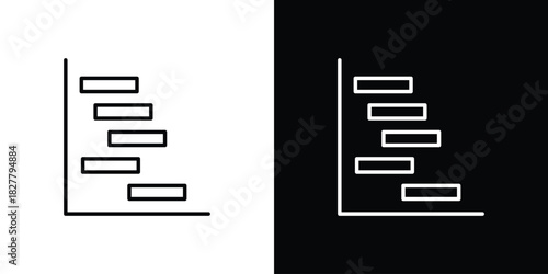 Chart gantt icons set with editable black and white stroke line style for ui designs