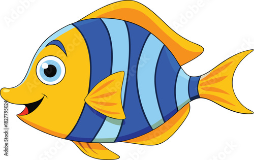Vibrant cartoon angelfish illustration scalable vector art for marine life designs