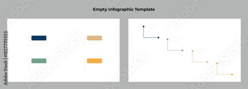 Two Presentation Layouts Featuring Four Blank Rectangles and Step Down Process Infographic Design