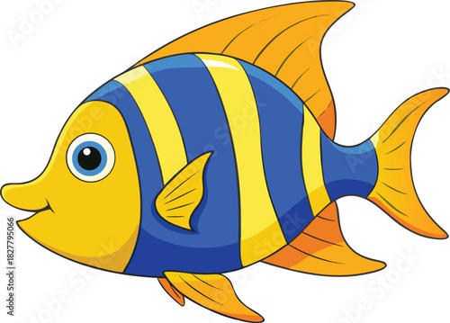 Vibrant cartoon angelfish vector illustration scalable eps file for aquatic themes