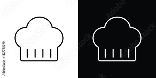 Chef icons set with editable black and white stroke line style for ui designs