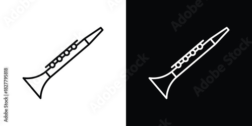 Clarinet icons set with editable black and white stroke line style for ui designs