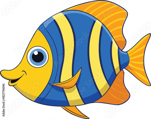 Vibrant cartoon angelfish vector illustration scalable aquatic animal graphic