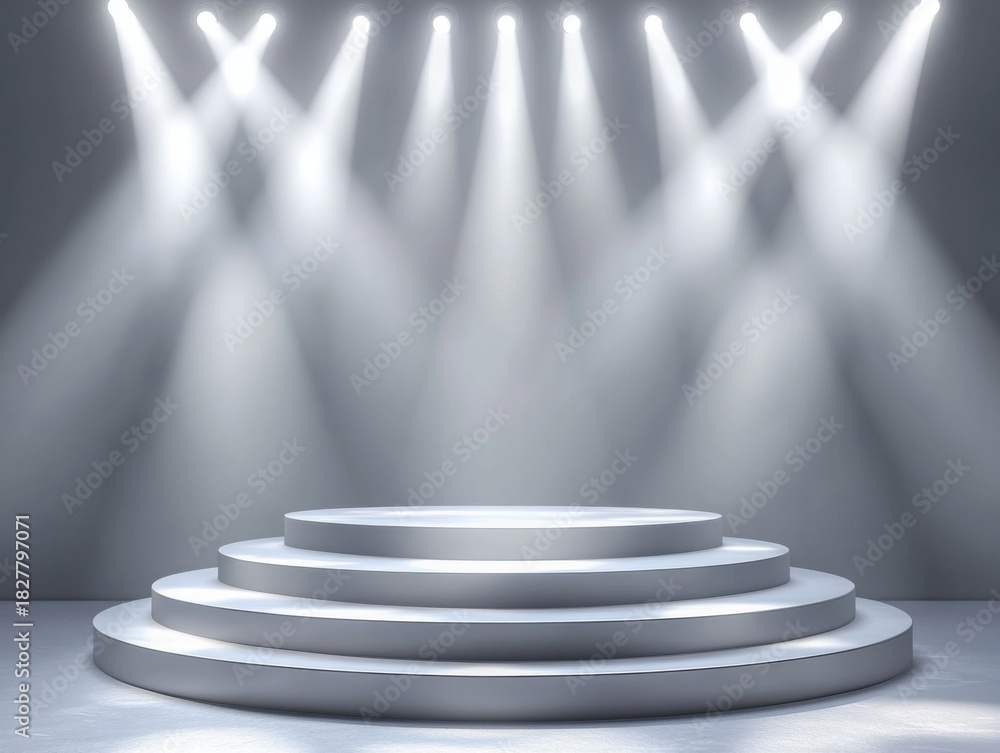 Obraz premium Award ceremony setup event stage podium scene concert venue dynamic lighting for recognition