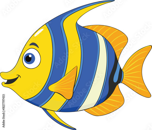 Vibrant cartoon angelfish illustration scalable vector graphic for aquatic art