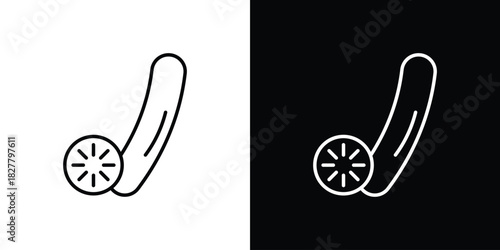 Cucumber icons set with editable black and white stroke line style for ui designs