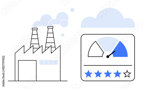 Industrial performance. Factory and star-based rating meter industrial performance tracking and evaluation. Industrial performance enhances data-driven productivity. For manufacturing, business
