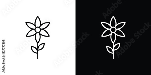 Daffodil Flower icons set with editable black and white stroke line style for ui designs