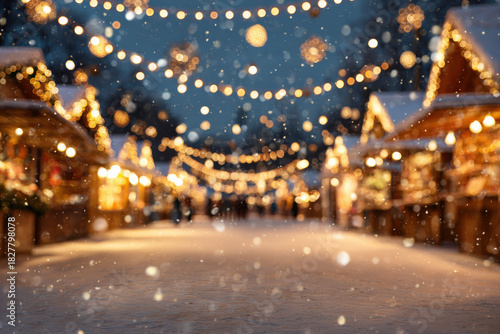 Wallpaper Mural New Year's fair street with festive wooden stalls Torontodigital.ca