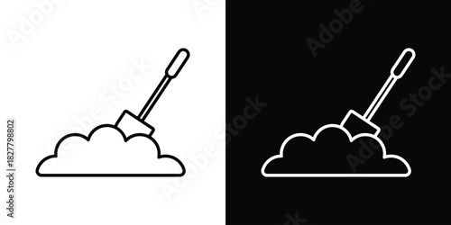 Digging icons set with editable black and white stroke line style for ui designs