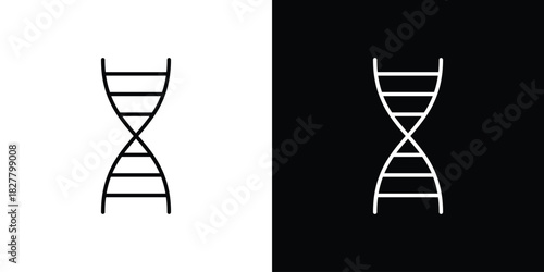 DNA icons set with editable black and white stroke line style for ui designs