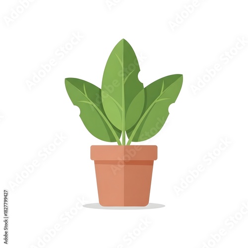 Houseplant Illustration A Simple Flat Design of a Potted Plant for Home Decor or Gardening