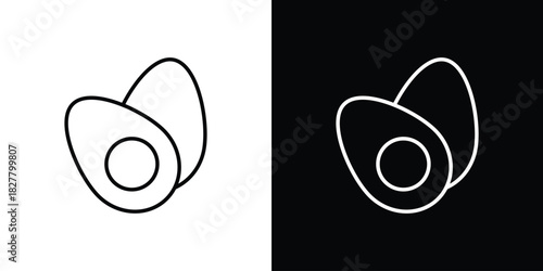 Egg icons set with editable black and white stroke line style for ui designs