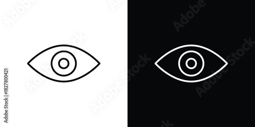 Eyes icons set with editable black and white stroke line style for ui designs