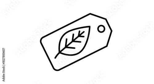 Eco-friendly leaf price tag icon for natural products, organic branding, green shops, and sustainable packaging.