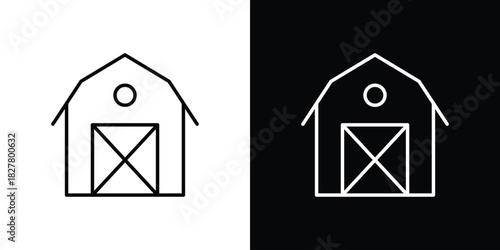 Farm icons set with editable black and white stroke line style for ui designs