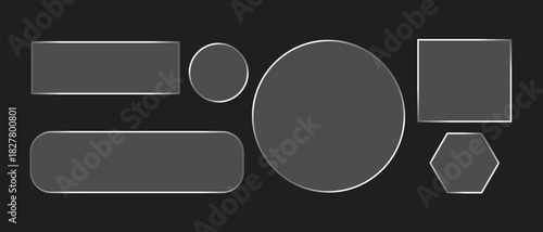 Abstract geometric shapes collection with shiny silver outlines